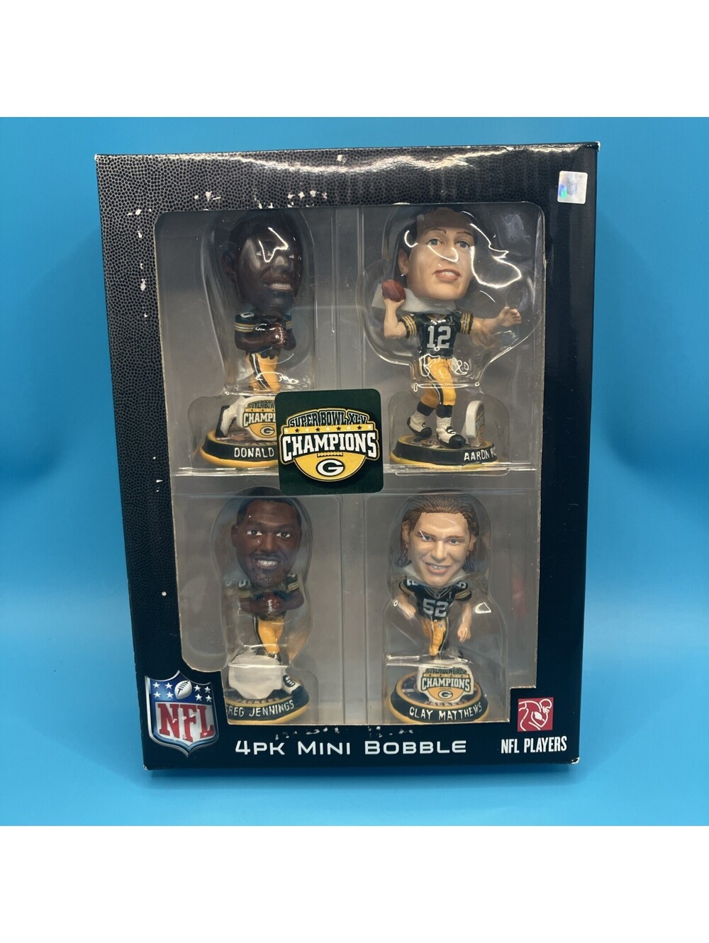 Green Bay Packers 4pk Mini Bobbleheads XLV Rodgers Jennings Driver Matthews RARE